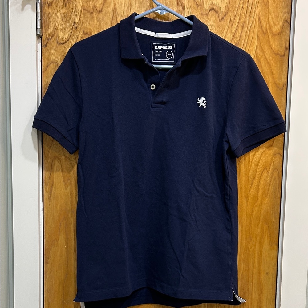 Express Navy Blue Stretch Pique Polo Shirt Men’s Small